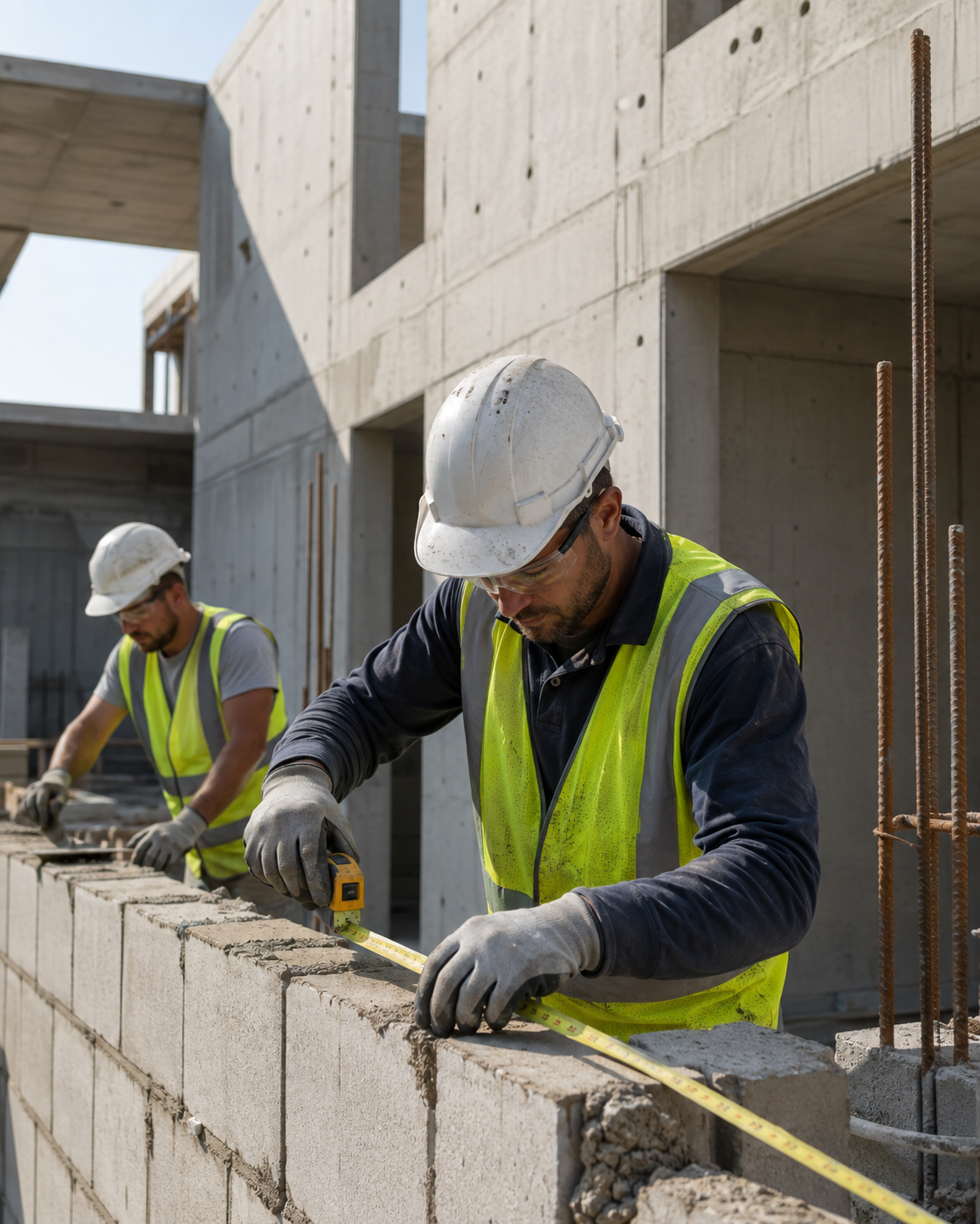 Profesionales trabajando en una obra de construcción